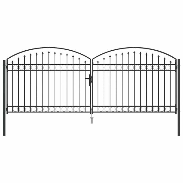 vidaXL Fence Gate with Lock Grey 401 x 200 cm Steel