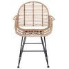 vidaXL Dining Chair 2 pcs Natural 44 x 44 x 74 cm Rattan and Iron