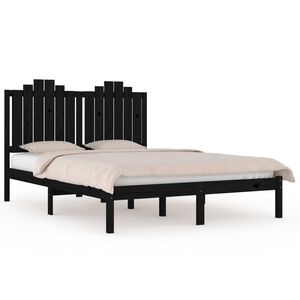 vidaXL Bed Frame without Mattress Black Solid Wood 140x190 cm (810001+818474)