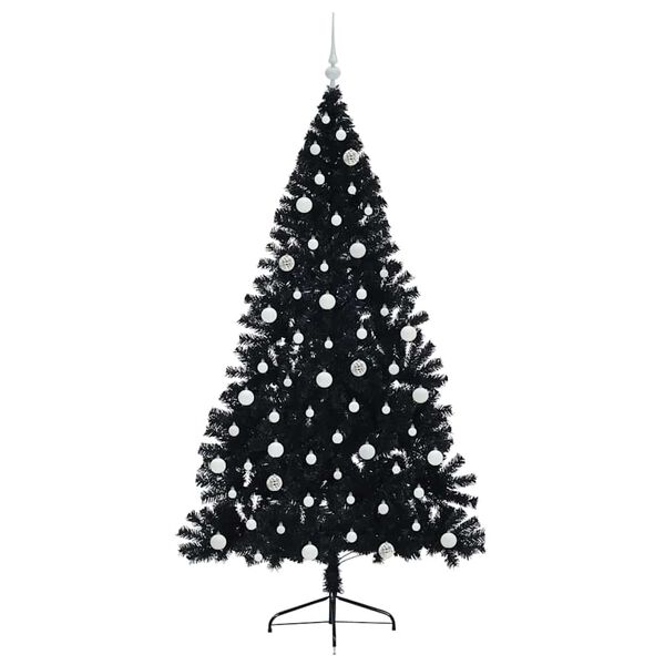 vidaXL Artificial Pre-lit Christmas Tree Black 210 cm PVC