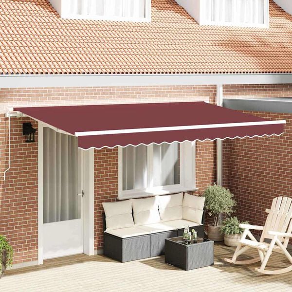 vidaXL Retractable Awning Burgundy 350 x 200 cm Fabric