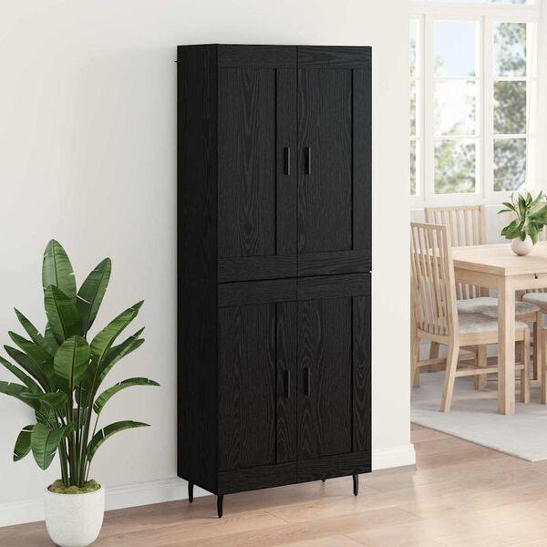 vidaXL Highboard 2 pcs Black Oak Engineered Wood