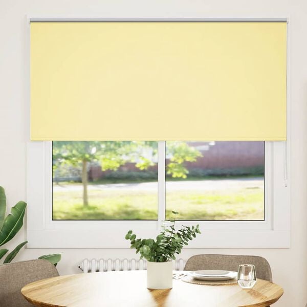 vidaXL Roller Blind Blackout Yellow 145x175 cm Fabric Width 141.6 cm Polyester