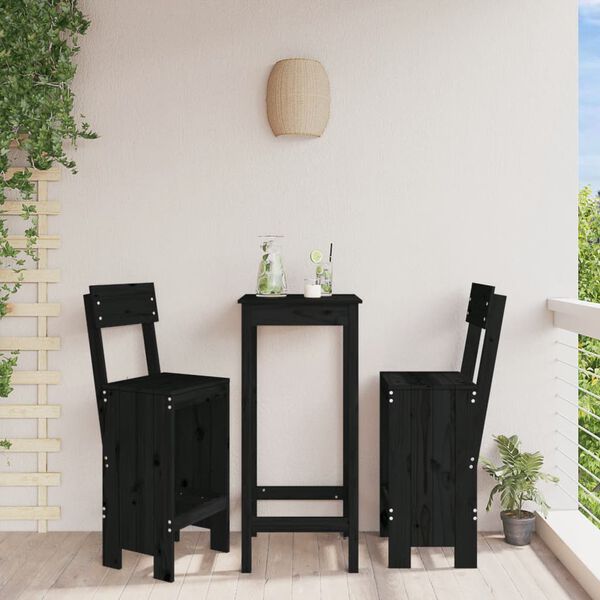vidaXL Bar Stools 2 pcs Black 40x48.5x115.5 cm Solid Wood Pine