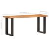 vidaXL Live Edge Bench 110 cm Solid Acacia Wood and Steel