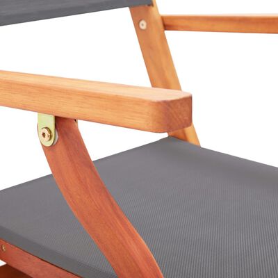 vidaXL Folding Garden Chairs 2 pcs Grey Solid Eucalyptus Wood and Textilene