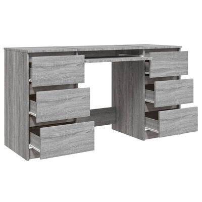 vidaXL Writing Desk Grey Sonoma 140x50x77 cm Engineered Wood