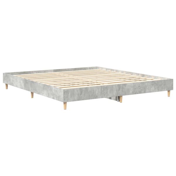 vidaXL Bed Frame No Mattress Concrete Grey 200x200 cm Engineered Wood