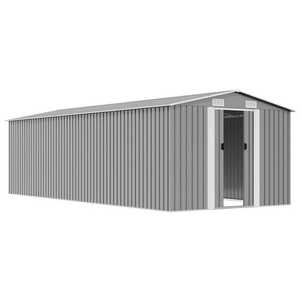 vidaXL Garden Shed 257x580x181 cm Metal Grey
