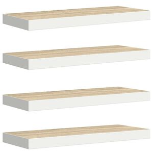 vidaXL Floating Wall Shelves 4 pcs Oak and White 60x23.5x3.8 cm MDF