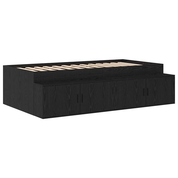 vidaXL Storage Bed Frame Black oak 90 x 190 cm Engineered wood