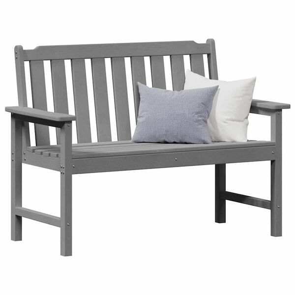 vidaXL Garden Bench with Cushion Light Grey 120 x 59 x 88cm HDPE