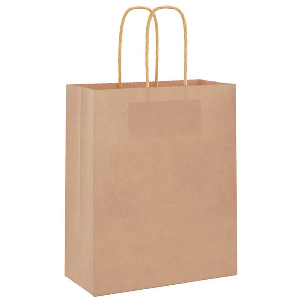 vidaXL Paper Bags 250 pcs with Handles Brown 18x8x22 cm
