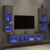 vidaXL 8 Piece TV Wall Units with LED Grey Sonoma Engineered Wood