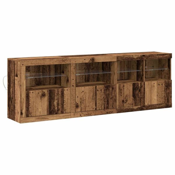 vidaXL LED Sideboard Old Wood 202 x 37 x 67 cm Engineered Wood