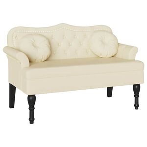 vidaXL Chesterfield Bench Cream 120.5 x 65 x 75 cm Faux Leather
