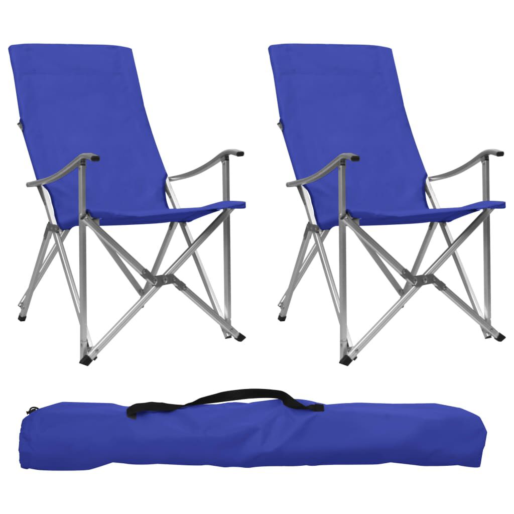 vidaXL Foldable Camping Chairs 2 pcs Blue vidaXL