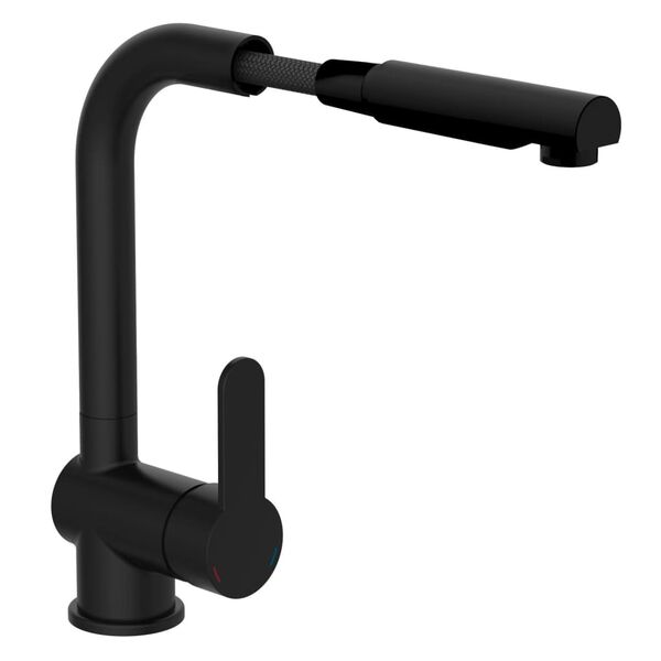 SCH&Uuml;TTE Kitchen Mixer Tap with Pull-out Spout LONDON Matte Black