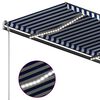 vidaXL Manual Retractable Awning with LED 3x2.5 m Blue and White