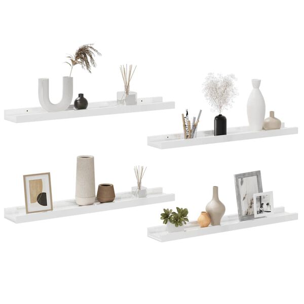 vidaXL Wall Shelves 4 pcs High Gloss White 60x9x3 cm