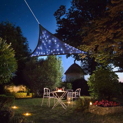 Perel Shade Sail with Built-in LED Starry Sky Triangle 3.6 m Dark Blue