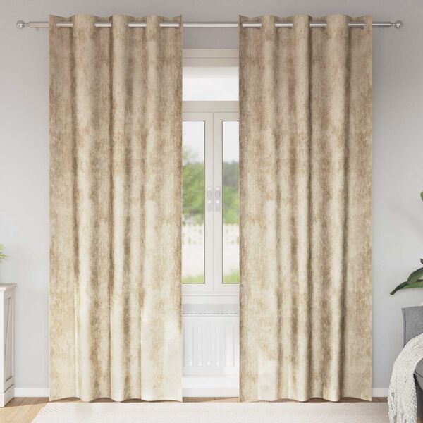 vidaXL Velvet Curtains with Curtains 2 pcs Cream 225 x 140 cm Velvet