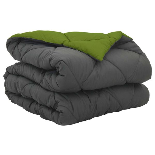 vidaXL Full Year Duvet Green and Anthracite 200 x 155 cm Microfiber