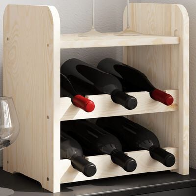 vidaXL Wine Rack with Top Board 33x25x37 cm Solid Wood Pine