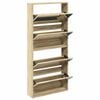 vidaXL Shoe Cabinet 4-Layer Mirror Oak 63x17x134 cm