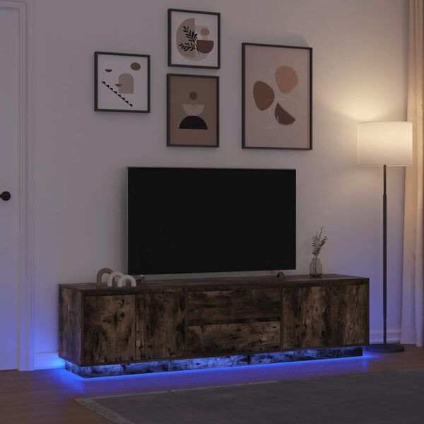 vidaXL TV Cabinet with LED Lights Smoked Oak 193.5x41x50 cm