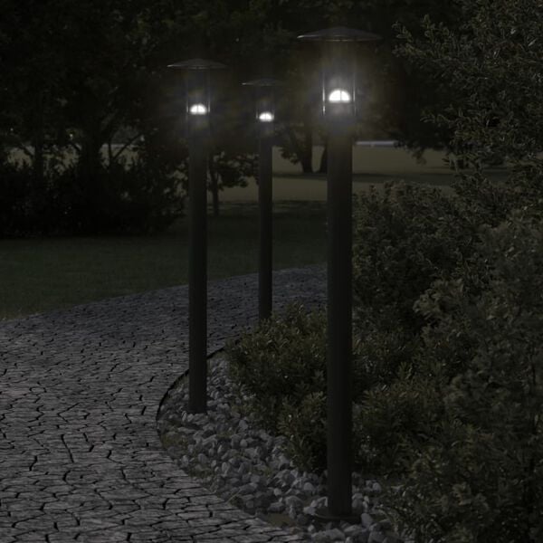 vidaXL Outdoor Floor Lamps 3pcs Black 100 cm Stainless Steel