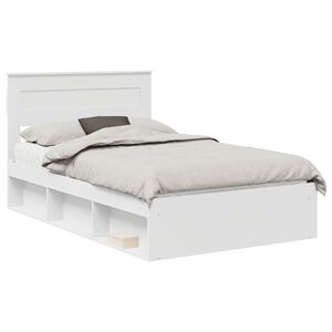 vidaXL Bed Frame with Headboard White 120 x 190 cm Solid Pine Wood