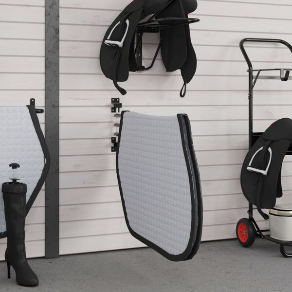 vidaXL Saddle Pad Rack 3 Arms Black Iron