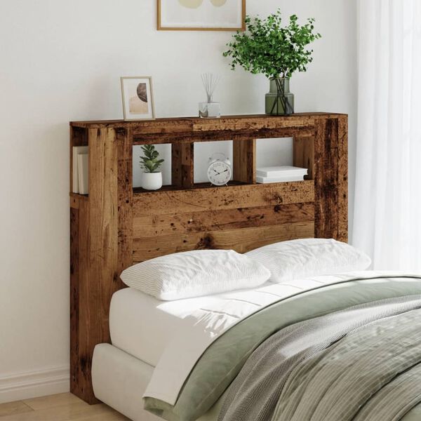 vidaXL LED Headboard Old Wood 120x18.5x103.5 cm Engineered Wood