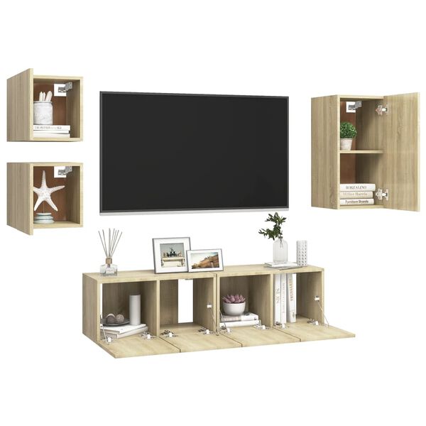 vidaXL 5 Piece TV Cabinet Set Sonoma Oak Engineered Wood