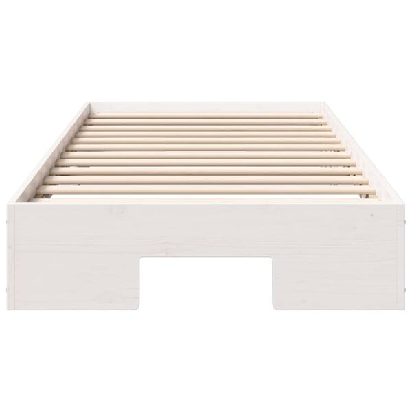 vidaXL Floor Bed Frame with Storage White 90 x 190 cm Solid pine wood