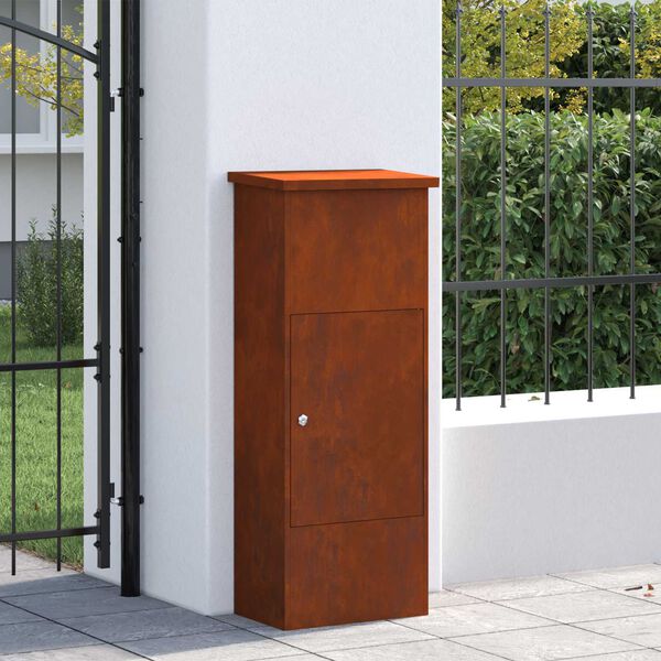 vidaXL Parcel Drop Box Rusty 44.5 x 29 x 110.5 cm Weathering Steel