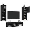 vidaXL 5 Piece TV Wall Units with LED Black Engineered Wood