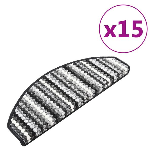 vidaXL Stair Mats Self-adhesive 15 pcs 65x24x4 cm Multicolour Anthracite