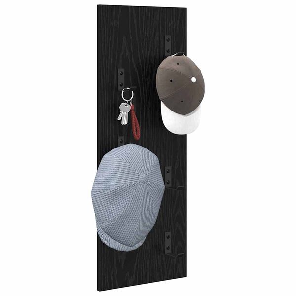 vidaXL Wall-Mounted Coat Rack Wall-mounted Black Oak 30 x 1.5 x 80 cm