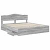 vidaXL Bed Frame with Drawer Grey Sonoma 200 x 200 cm Engineer Wood