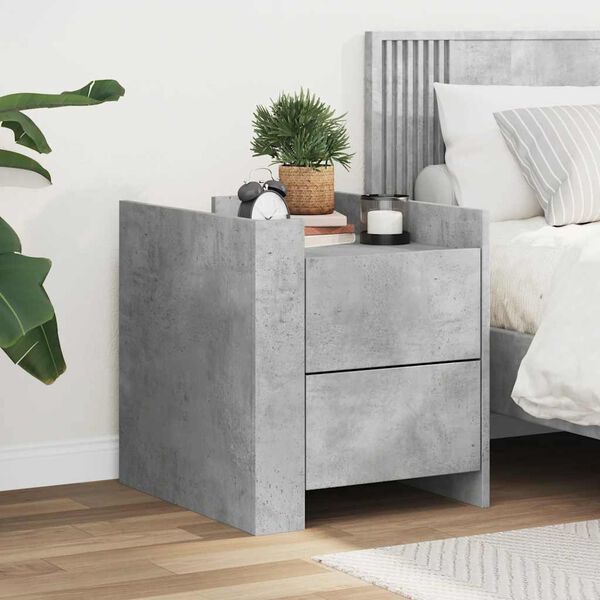 vidaXL Bedside Cabinet Concrete Grey 45x50x50 cm Engineered Wood