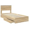 vidaXL Storage Bed with Drawer Sonoma Oak 90 x 200 cm Engineered Wood