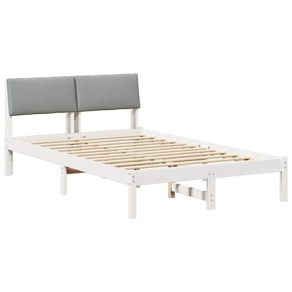 vidaXL Bed frame White and light grey 120 x 200 cm Solid pine wood