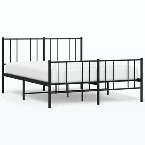 vidaXL Metal Bed Frame without Mattress with Footboard Black 120x200cm