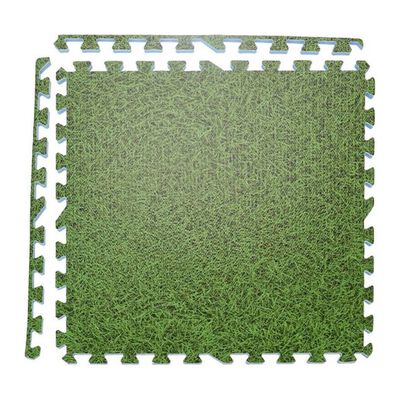 XQ Max Floor Mat Tiles Set Grass Print 4 pcs Green