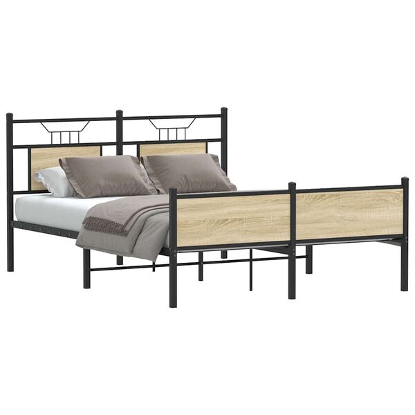 vidaXL Bed Frame without Mattress Sonoma Oak 150x200 cm King Size Engineered Wood