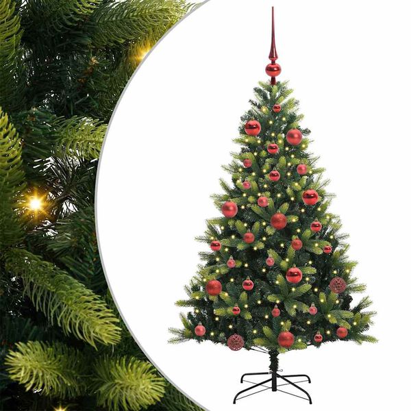 vidaXL Artificial Hinged Christmas Tree 150 LEDs Green 150 cm