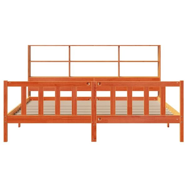 vidaXL Bookcase Bed without Mattress Wax Brown 180x200 cm Super King Solid Wood Pine