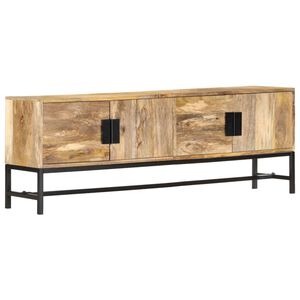 vidaXL TV Cabinet | Brown and Black | Solid Mango Wood and Powder-Coated Steel